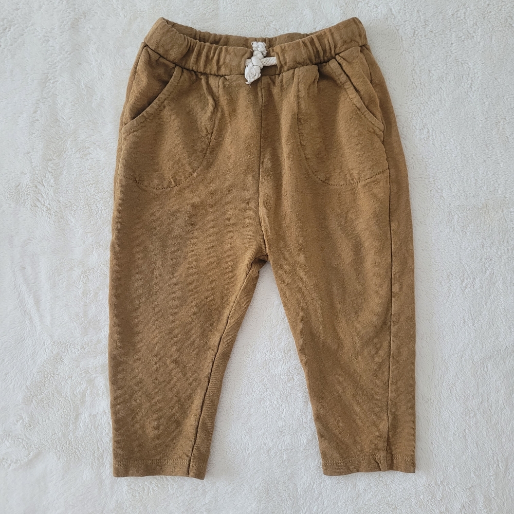 🧸2/20$ Zara Joggers Pants Baby Boy Size 12-18M Tan Brown
